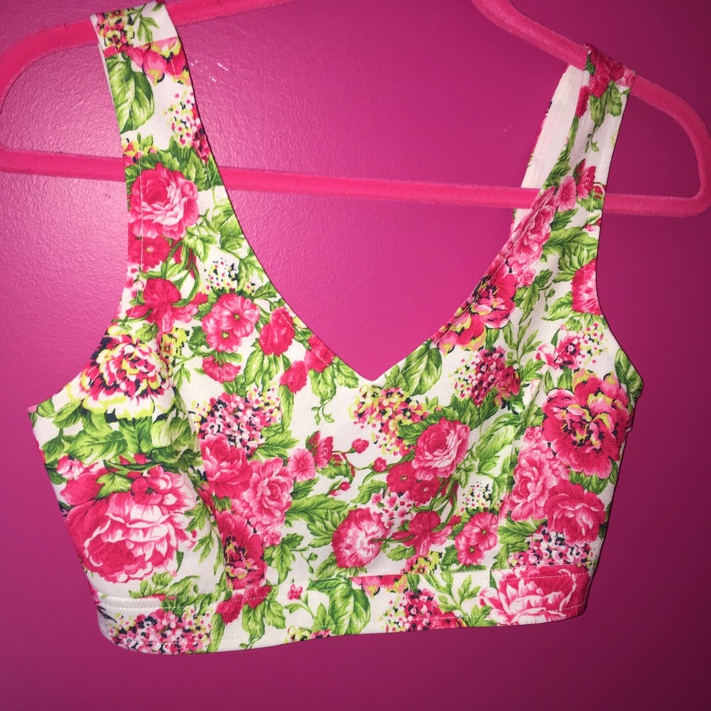 Pink floral crop top